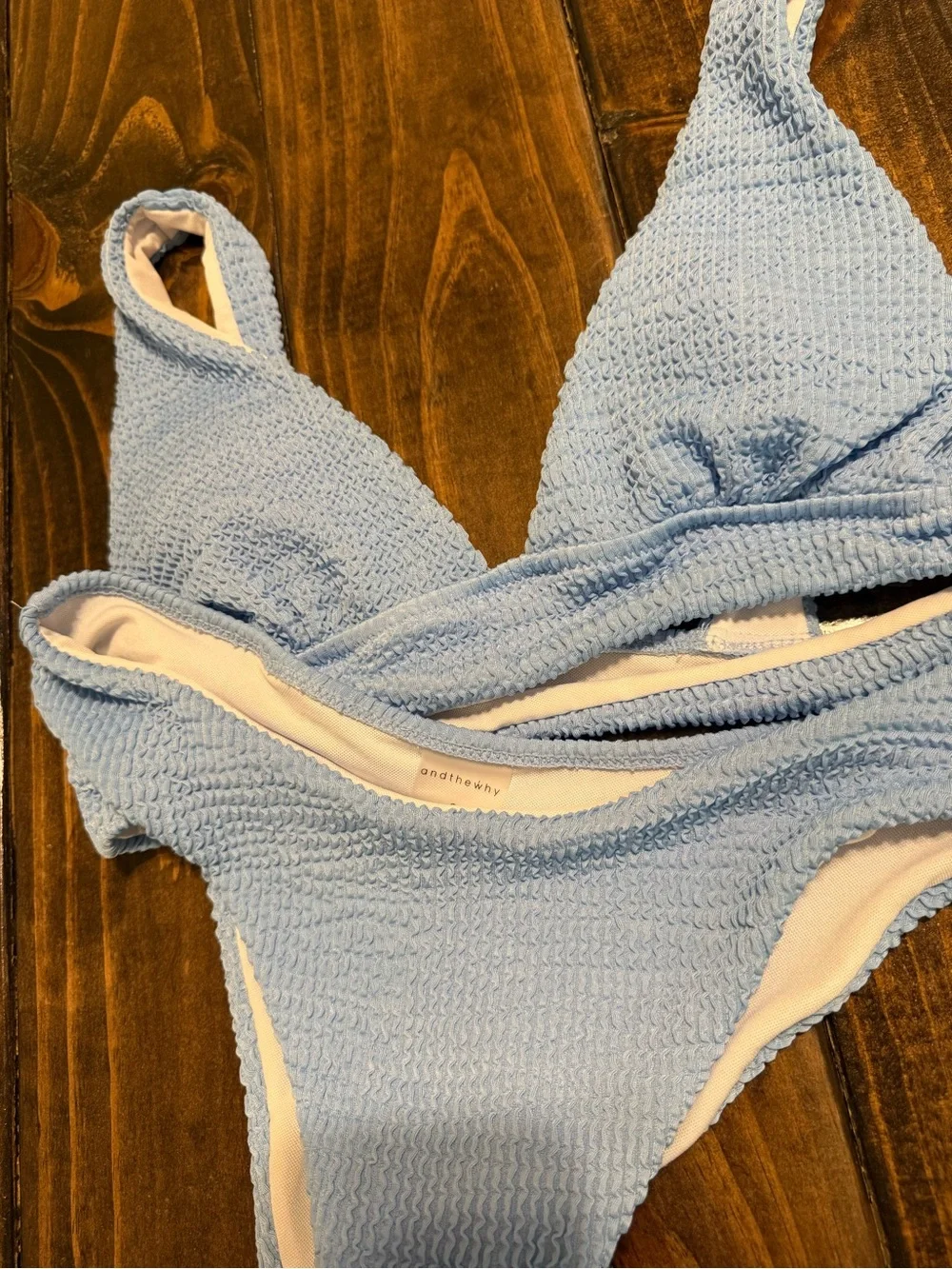 Light Blue Textured Triangle Bikini Set - Women Swim Bikini